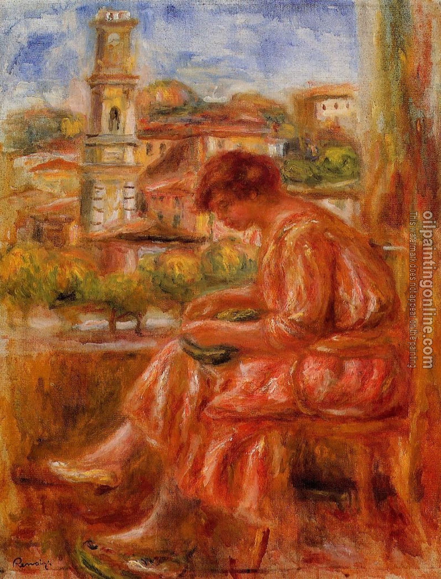 Renoir, Pierre Auguste - Woman at the Window with a View of Nice